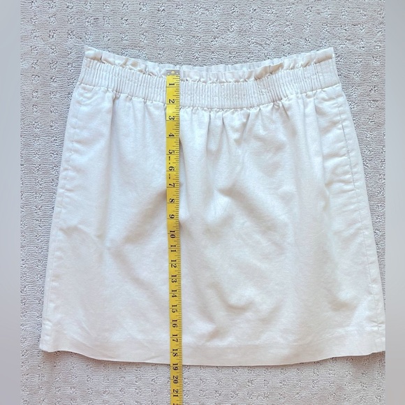 J.Crew Linen/ Cotton Blend City Skirt Sz 12. Ivory Pockets Pull-On Elastic Waist - Picture 8 of 11